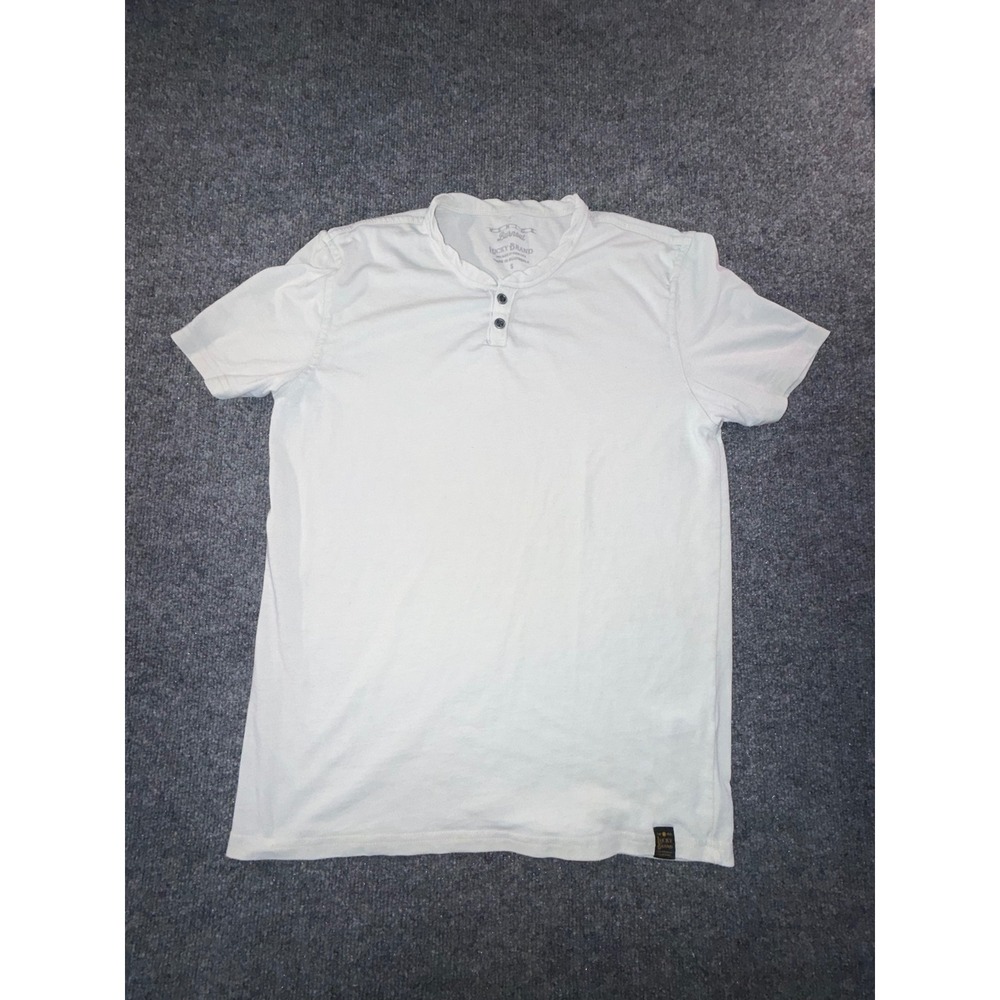 Lucky Brand Venice Burnout Henley Shirt Mens Small White Short Sleeve Tee